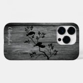 木モダンエレガント材 – 木とカラス – 木 Case-Mate iPhoneケース (裏面 (横))