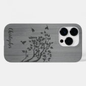 木モダンエレガント材 – 木とカラス – 木 Case-Mate iPhoneケース (裏面 (横))