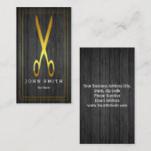 木モダンエレガント製フェイク金ゴールド美容師 名刺 (正面/裏面)