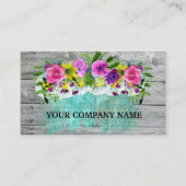 木モダンスタイリッシュ材フローラターコイズ水彩部 名刺 (正面)