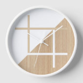 木モダンストライプのブロックフェイク 壁時計 (正面)