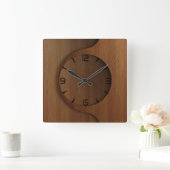 木モダン型デザイン スクエア壁時計 (ホーム)
