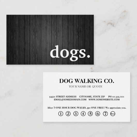 木モダン犬ロイヤリティパンチカード 名刺 (正面/裏面)