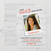 木モダン素朴の卒業招待状/写真 招待状 (正面/裏面)