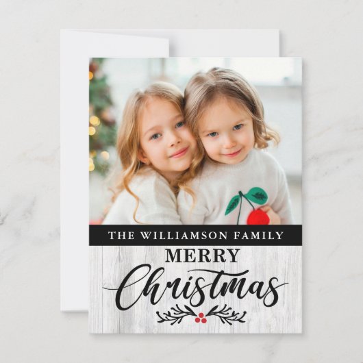 木モダン素朴家フォトクリスマスカード シーズンカード (正面)