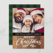 木モダン素朴家フォトクリスマスカード シーズンカード (正面/裏面)