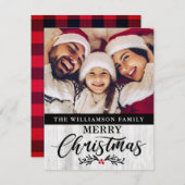 木モダン素朴家フォトクリスマスカード シーズンカード (正面/裏面)