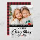 木モダン素朴家フォトクリスマスカード シーズンカード (正面/裏面)