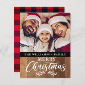 木モダン素朴家フォトクリスマスカード シーズンカード (正面/裏面)