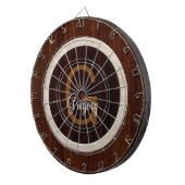 木モダン色焼きヒッコリーと栗 ダーツボード (正面右)