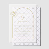 木モダン金ゴールド5結婚周年記念 ベラム紙招待状 (オフセット (招待状))