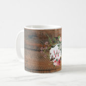 木モノグラムの素朴ヴィンテージ花 コーヒーマグカップ (正面左)