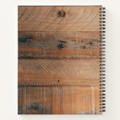 木モノグラムの素朴ヴィンテージ花 ノートブック (裏面)