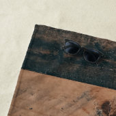 木モノグラムの素朴ヴィンテージ花 ビーチタオル (インサイチュ)