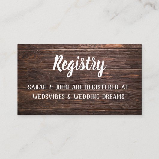 木ユニークの素朴登結婚録格納装置カード 名刺 (正面)