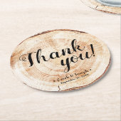 木ユニーク結婚粒素朴さん ラウンドペーパーコースター (アングル)