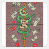 木中国ののヘビ2025のはがきの新年 スクエアシール (正面)