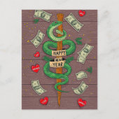 木中国ののヘビ2025のはがきの新年 ポストカード (正面)