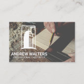 木切りを測る大工 |建築 名刺 (正面)