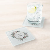 木切り素朴野生ピンクフローラユーカリ ガラスコースター (アングル)