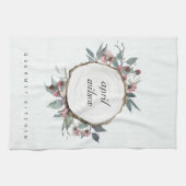 木切り素朴野生ピンクフローラユーカリ キッチンタオル (横)