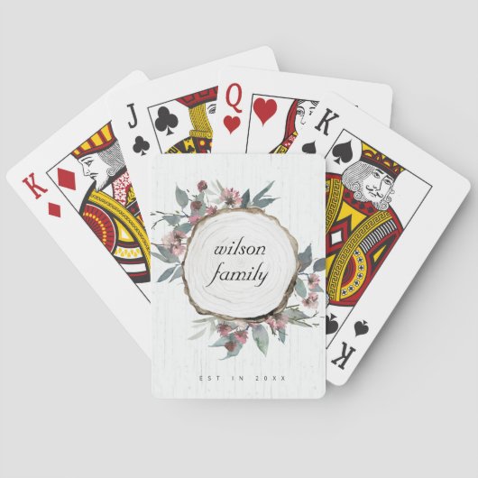 木切り素朴野生ピンクフローラユーカリ トランプ (裏面)