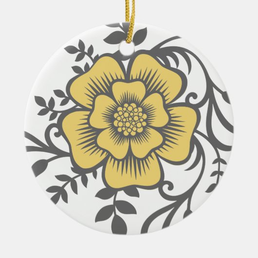 木切り花黄 セラミックオーナメント (正面)