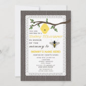 木刺激を受けたな蜂蜜の蜂のテーマのベビーシャワー 招待状 (正面)