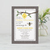 木刺激を受けたな蜂蜜の蜂のテーマのベビーシャワー 招待状 (スタンド正面)
