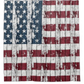 木動揺してに浮かぶ米国国旗 シャワーカーテン (正面)