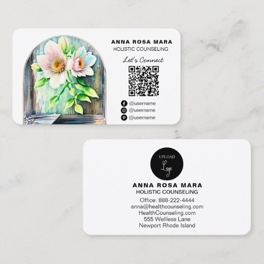 *~*木動揺して花ロゴAP49 QR 名刺 (正面/裏面)