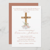 木十字白と赤面花洗礼 招待状 (正面/裏面)