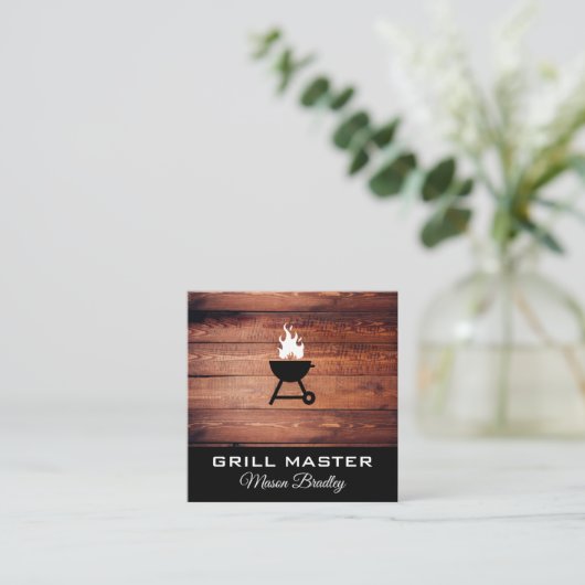 木器素朴バーベキューグリルのマスター スクエア名刺 (スタンド正面)