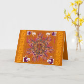 "木回転"の曼荼羅の挨拶状 カード (黄色い花)