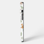木地動物葉樹林パターンモノグラム iPhoneケース (左側面)