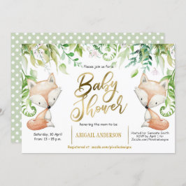 木地狐、緑、フェイク金ゴールド男の赤ちゃん 招待状