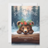 木地素朴メリークリスマス願いブラウンベア シーズンカード (正面)
