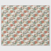 木地素朴動物の継ぎ目のない模様 ラッピングペーパー (フラット)