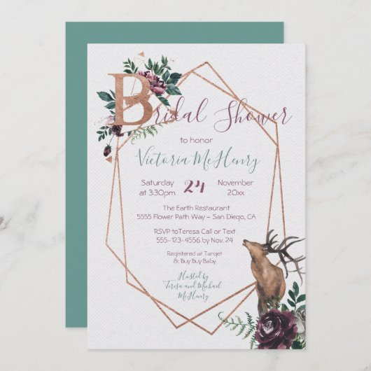 木地素朴幾何学水彩 招待状 (正面/裏面)