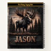 木威厳のあるの板に彫ったムース ノートブック (裏面)