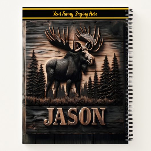 木威厳のあるの板に彫ったムース ノートブック (裏面)