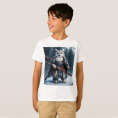 木威厳のあるの枝に乗ったフクロウ Tシャツ (正面フル)