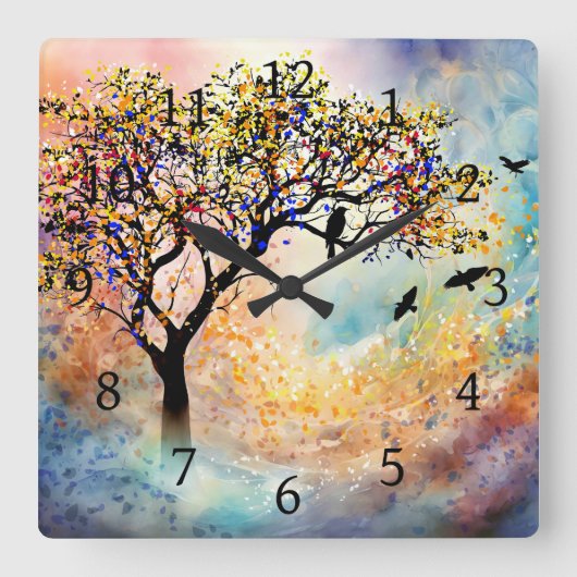 木威厳のあるの風景480 スクエア壁時計 (正面)