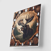 木威厳のある地に丸太を置くムース スクエア壁時計 (傾斜)