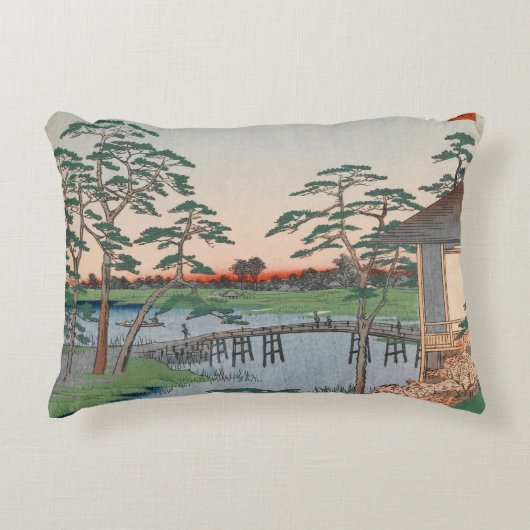木峯寺ヴィンテージ浮世絵日本の画 アクセントクッション (正面)