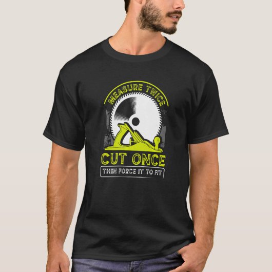 木工おもしろいパパ大工2回切り Tシャツ (正面)