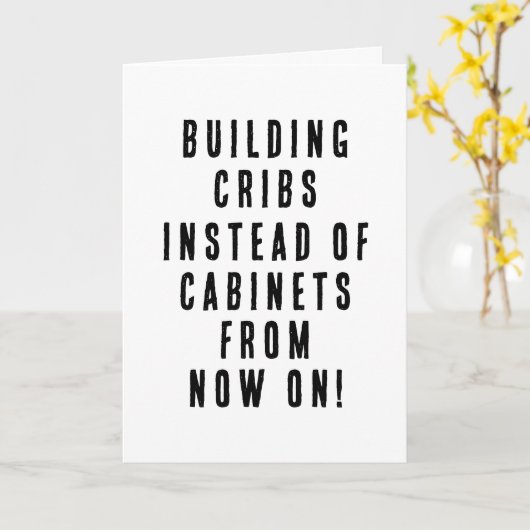 木工おもしろい妊娠の発表ことわざ カード (黄色い花)