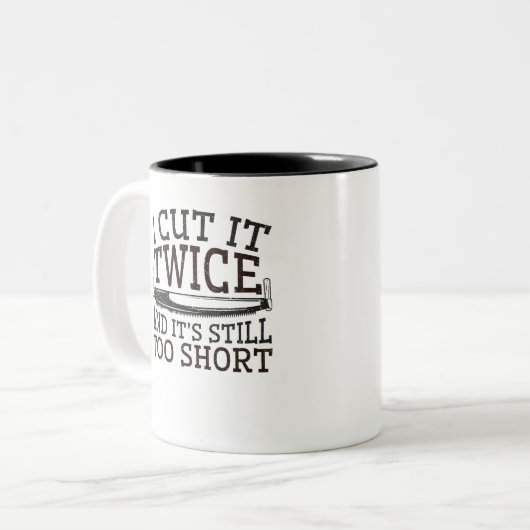 木工で切ったのまだ短すぎる ツートーンマグカップ (正面左)