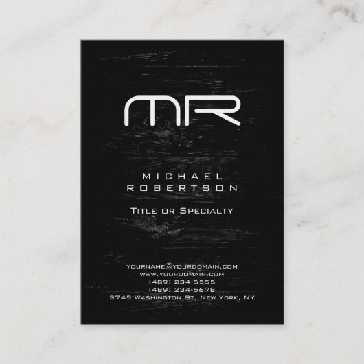 木工効果モノグラム白黒名刺 名刺 (正面)