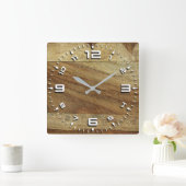 木工効果大角壁時計 スクエア壁時計 (ホーム)